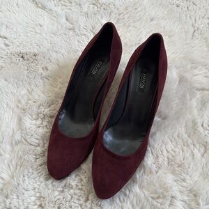 PAVIN Heels Suede Burgundy Made in Italy Size 38.5 EU NWOB